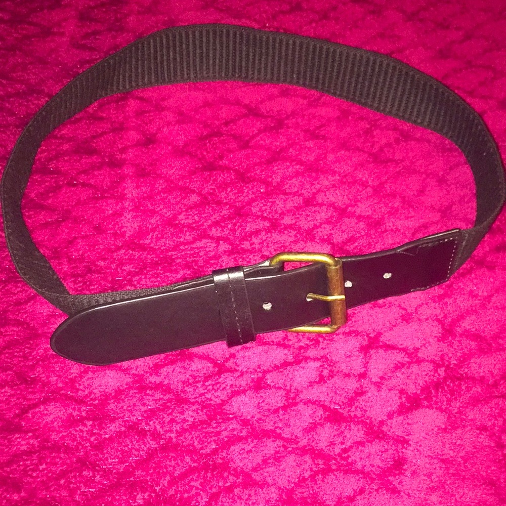 Men’s Black Leather & Fabric Fashion Belt